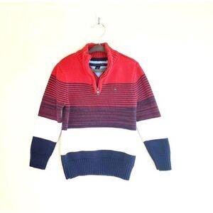Tommy Hilfiger Kids Sweater Red 6 Turtleneck  Half Zip Logo